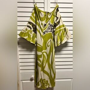 Manuhealii Lime and Cream Patterned Dress